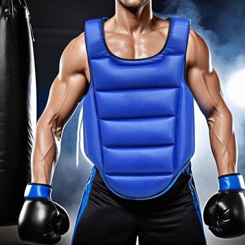 Boxing Body Protector, Reversible Chest Protector, Adjustable Taekwondo Sparring Gear, Sponge Boxing Training Equipment 160-180cm|Chest Rib Guards - color: Red & Blue