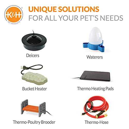 K&H Pet Products Bucket Heater, Ultimate Pail & Bucket Water Submersible Deicer (No Float), Animal Bucket Heater for Goats, Horses, Cattle, Chickens and Livestock Deicer - Red 250W - size: 250 Watts