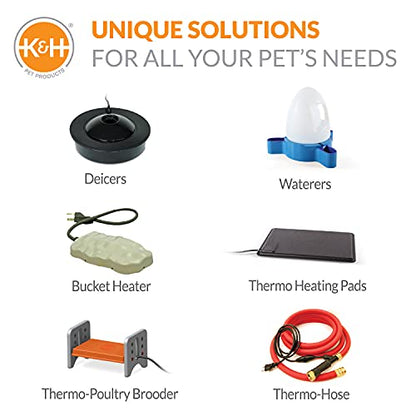 K&H Pet Products Bucket Heater, Ultimate Pail & Bucket Water Submersible Deicer (No Float), Animal Bucket Heater for Goats, Horses, Cattle, Chickens and Livestock Deicer - Red 250W - size: 250 Watts