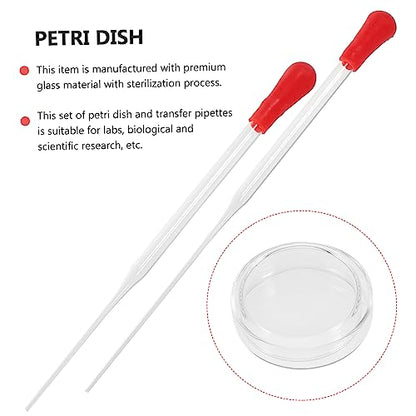 6pcs Petri Dishes Lids Transfer Pipettes Specimen Container for Science Lab