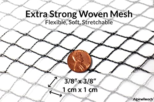 AlpineReach Koi Pond Netting Kit 7 x 10 ft Black Heavy Duty Woven Fine Mesh Net Cover for Leaves - Protects Koi Fish from Blue Heron Birds, Cats & Predators – Reusable & Stakes Included
