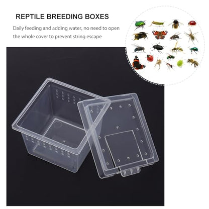 Transparent Reptile Breeding Boxes 2.67X2.16X1.77In Small Feeding Cage Tank for Snakes Lizards Geckos and Insects with Secure Lid for Safe Habitat