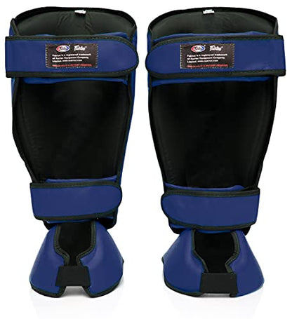 Fairtex SP7 Lightweight Shin Guards, Detachable Syntek Leather Shin Pads - color: Blue, size: Medium