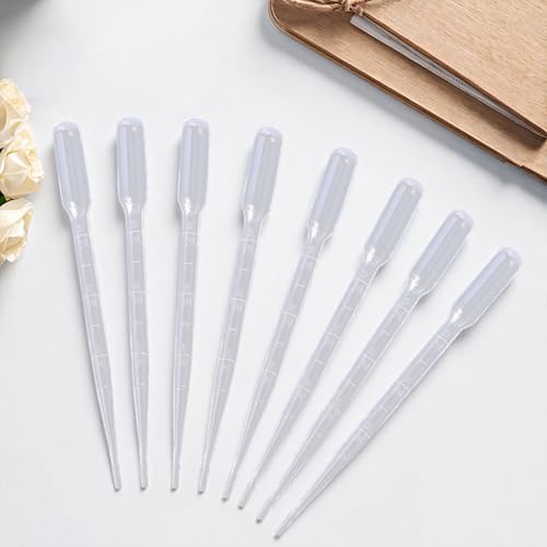 50Pcs 3ML Plastic Dropper Liquid Dropper Tool Clear Long Refillable White Essential Oil Laboratory Calibrated Eye Container Pipettes for Essential Oils Liquids Resin Activities Accessories - size: 6.3x0.51 inch(16x1.3cm)