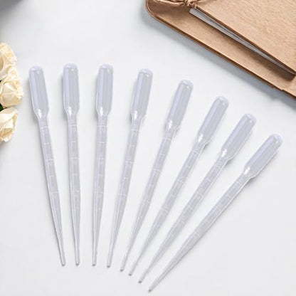 50Pcs 3ML Plastic Dropper Liquid Dropper Tool Clear Long Refillable White Essential Oil Laboratory Calibrated Eye Container Pipettes for Essential Oils Liquids Resin Activities Accessories - size: 6.3x0.51 inch(16x1.3cm)