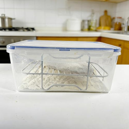 Batter Bowl, Breading Bowl with Lid Flour Shaker for Seasoning Fried Chicken, Fish, Shrimp, Just Flip (Blue)