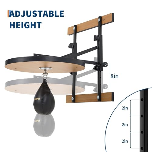 Garvee Speed Bag Platform for Boxing Punching Practice with 24 Inch Board Height Adjustable Mount 360 Degree Swivel and Includes Speed Bag Air Pump