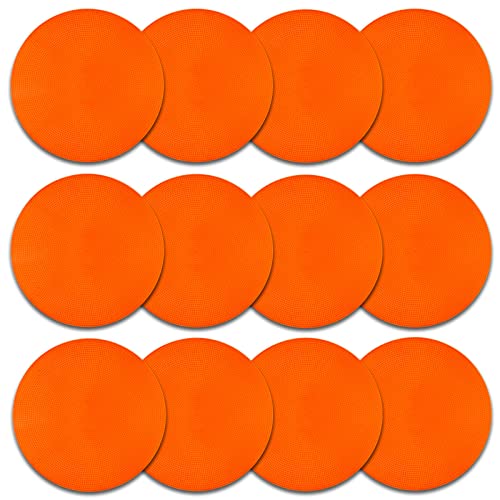 Poly Spots Spot Markers 9 Inch Multicolor Floor Dots | Non Slip Poly Dots for Gym Floor, Ideal for Sports Training, Agility Drills, Football and Dance Studio Markers - style: 12Pcs Red-orange