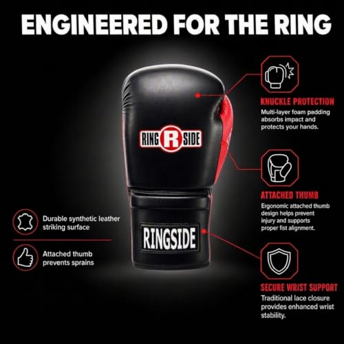 Ringside Lace IMF Tech Boxing Training Sparring Gloves - color: Black, size: 16 OZ