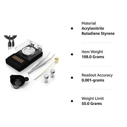 Digital Milligram Scale 50g/0.001g, Compact Mg Scale with 20g Calibration Weight and Accessories, Black Powder Scale for Reloading - color: Black