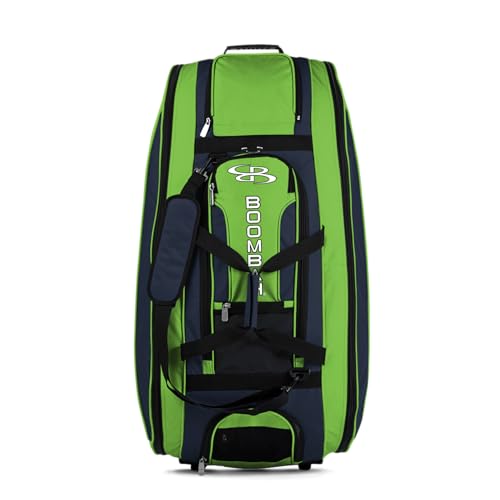 Boombah Beast Rolling Bat Bag - Multiple Color Options - Holds 8 Bats, Glove and Shoe Compartments - color: Navy/Lime Green