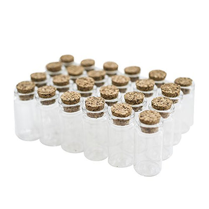 Super Z Outlet Mini Clear Glass Jars Bottles with Cork Stoppers for Arts & Crafts, Projects, Decoration, Party Favors - Size: 1-1/2" Tall X 3/4 Inches Diameter (24 Count)