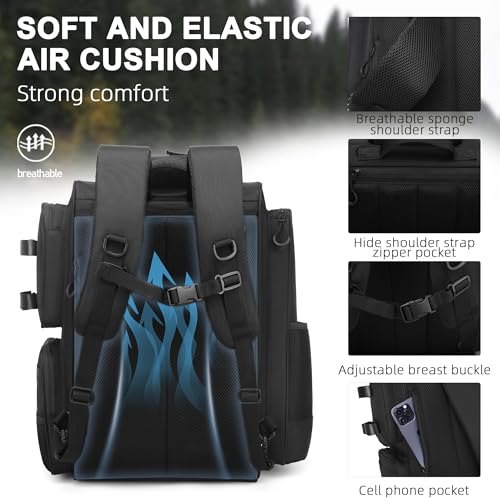 Fishing Backpack, fishing bag with Rod Holders. Large tackle Backpack Strong Materials
