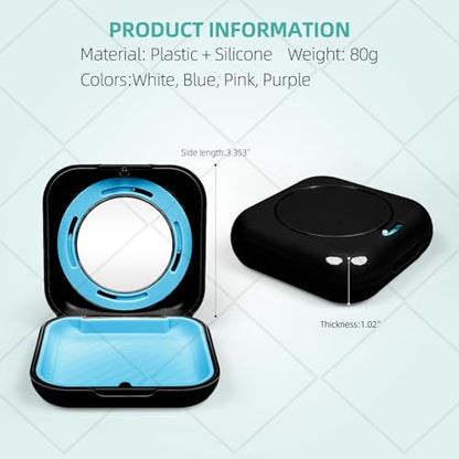 Retainer Case with Magnetic Closure & Vent Holes, Portable Aligner Case for Invisalign, Travel Retainer Holder (Square：Black)