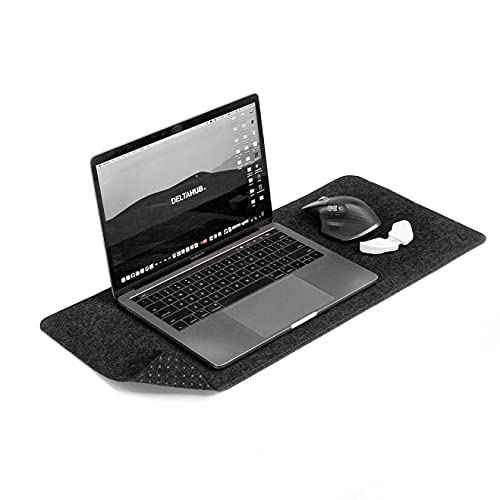 DELTAHUB - Minimalistic Felt Desk Protective Pad, Anti-Fray, Anti-Slip, Easy to Clean, Easy Glide, Long Lasting, Sleek Design, Comfortable, Resistant, Desk Mat, PC, Mac, Laptop - Small (11x25inch) - color: Dark Grey, size: 11" x 24.8"