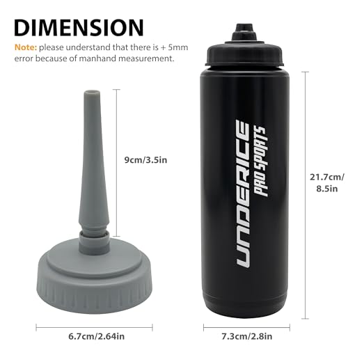 UICE Water Bottle with Straw,1 Liter Easy Squeeze Bottles for Hockey Straight Long Straw Built In Finger Grip,Sports Water Bottle for Football, Lacrosse, Boxing,Fitness-Black - color: black
