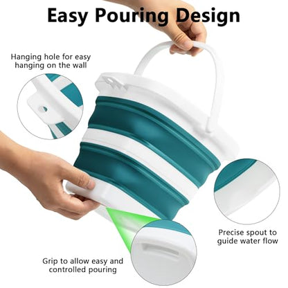 Collapsible Bucket, 1.32 Gallon 5L Small Mop Bucket for Cleaning, Car Washing, Portable Tub for Camping, RV, Beach, Sand, Fishing, Garden, Space Saving Plastic Water Basin Ice Buckets