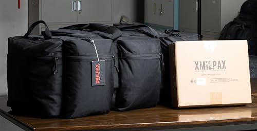 100L Large Military Duffle Bag Deployment Duffel Bag Sports Equipment Travel Luggage Bag with Detachable Backpack Straps… - color: Black