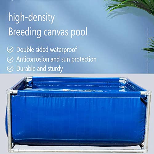 Aquarium Pool with Drain Valve,Aquaculture Water Tank Cistern Steel Frame Multifunction PVC Canvas Temporary Fish Pond，PVC Canvas Outdoor Aquarium Water Tank, Rectangle Pool Above Ground wit