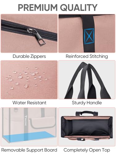 BALEINE Large Utility Tote Bag with Reinforced Bottom, Multi Pockets Foldable Tote Bag for Nurse, Travel, Work