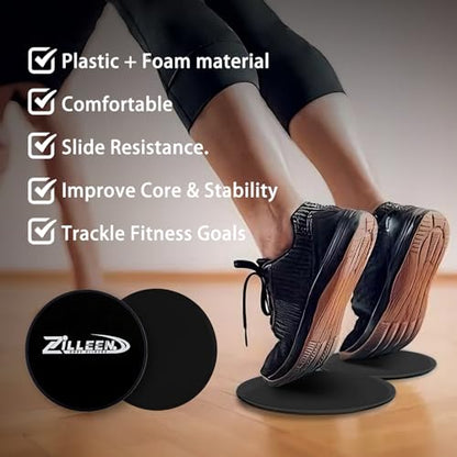 ZILLEEN Exercise Sliders for Working Out Pilates Fitness Discs 2pcs - color: Black