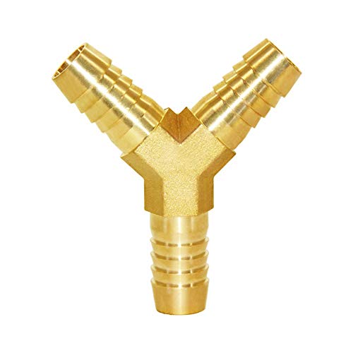 5/8" Hose Barb Thick Brass Y Shaped 3 Way Union Fitting Intersection/Split Water/Fuel/Air - size: 5/8" (90°)