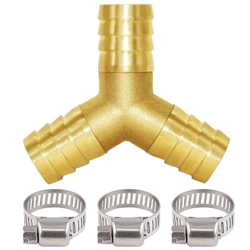 1" Hose Barb Y Shaped 3 Way Union Fitting Intersection/Split Brass Water/Fuel/Air - size: 1 Inch