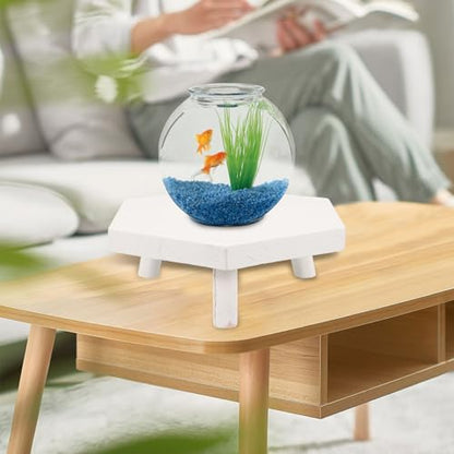 LIOOBO Wooden Plant Display Rack Sturdy Potted Planter Stand Natural Wood Flowerpot Stool for Indoor Outdoor Bonsai Showcase and Small Fish Tank Holder