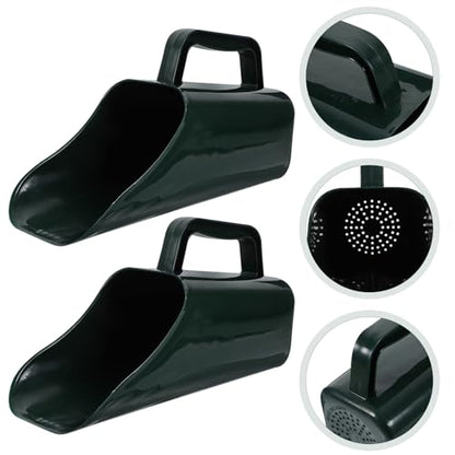 Aquarium Gravel Shovel Fish Tank Cleaning Tool Water-Permeable Sediment Scoop Handheld Garden Shovel 2pcs Dark Green for Aquatic Plants Sand Removal