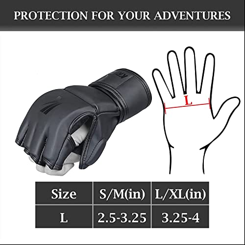 Kruzak MMA Gloves, Half-Finger Boxing Mitts with Hand Wraps - color: Matte Black, size: Large-X-Large