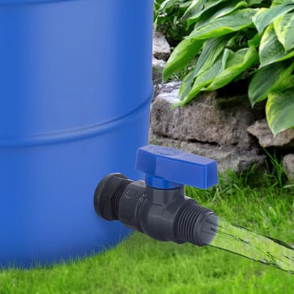 PVC Rain Barrel Spigot Kit 2 Pack 3/4" GHT Bulkhead Fitting with PVC Ball Valve Leak-Proof Tank Faucet for Rain Barrel, Water Tank & Container Drain