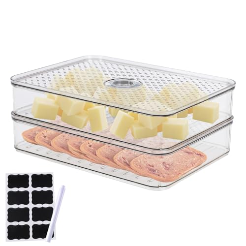Food Storage Containers with Lids, 2 Pack Plastic Deli Containers, Airtight Fridge Organizer Bins for Meal Prep, Stackable Sandwich Container with Leakproof Design for Freezer,Pantry,BPA Free - color: Clear