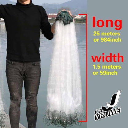 Fishing Net 82 ft x5 ft, Easily Catch Fish nets, Three Layer Sticky Net for More Fish