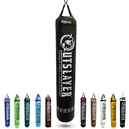 Muay Thai Punching Bag 6ft 150lbs Unfilled Made in USA - color: Black, size: Without Bottom D-Ring