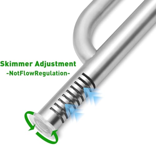 LINLAN 304 Stainless Steel Lily Pipe Inflow and Outflow with Mini Aluminum Alloy Pipe Holder, 360° Rotatable Outflow, Fits 5/8 Inch ID Filter Hose, for Rimless Aquariums (16mm-with Skimmer)