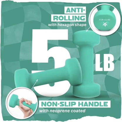Yes4All Neoprene Dumbbells, Pairs and Sets with Rack for Home Workouts - color: D. Dark Green, style: Pair