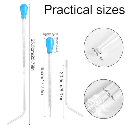2pcs 50ml Aquarium Coral Fish Feeder, 65.5cm/27.79in Extra Long Turkey Baster with L-Shaped Extension Siphon Dropper & Fish Tank Water Changer Feeding Pipe Aquarium Cleaning Tools Accessories