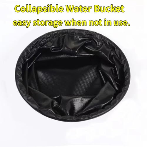 Grill Brush Collapsible Water Bucket for Grill Cleaning, Camping, and Outdoor Activities (Only Water Bucket No Grill Brush)-Black