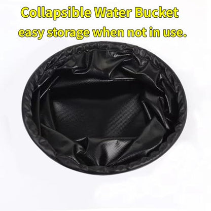 Grill Brush Collapsible Water Bucket for Grill Cleaning, Camping, and Outdoor Activities (Only Water Bucket No Grill Brush)-Black