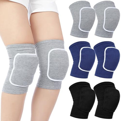 Shihanee 3 Pack Volleyball Knee Pads, Compression Sleeve, Black, Blue, Gray - color: Black, Blue, Gray