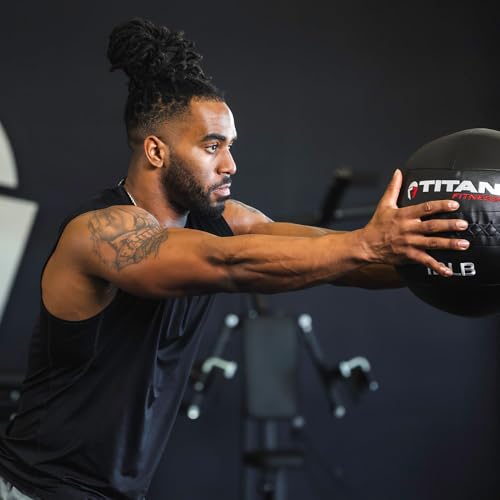 Titan Fitness Soft Shell Medicine Wall Ball, Cross-Texture Grip - size: 30 lb