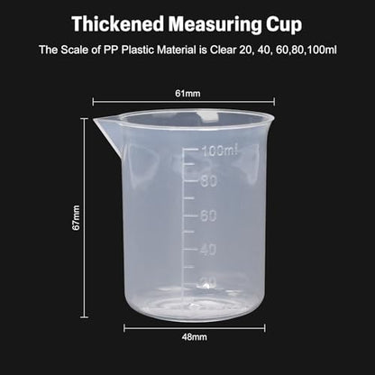 12 Pieces Measuring Cup, Plastic Beaker Cups, Scale 100ML Mixing Cups for Watering, Planting, Experimentation