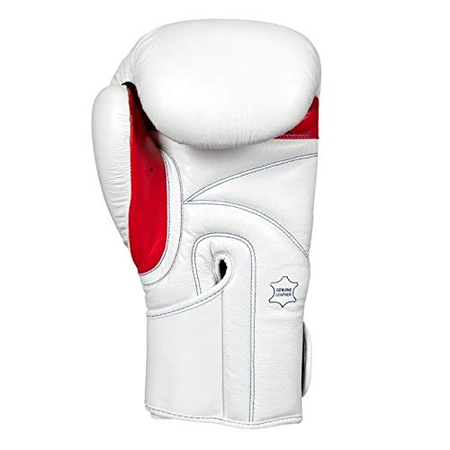 Fighting Leather Training Gloves - Boxing, MMA, Kickboxing, Punching Bag, Sparring Oz Gloves - color: White, size: 12 oz