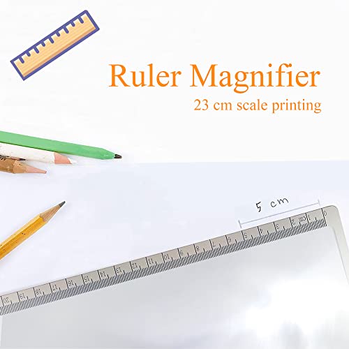 MAGDEPO 3X Page Magnifying Lens 8.6" x 6" Flexible Plastic Measuring Full Fresnel Sheet Ultra-Thin for Reading Book, The Bible, Map, Newspaper, Science, Hobbies with Card Size Magnifier