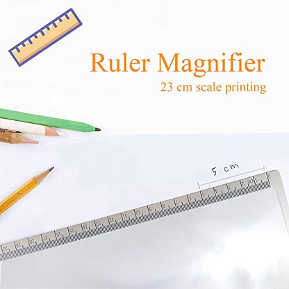 MAGDEPO 3X Page Magnifying Lens 8.6" x 6" Flexible Plastic Measuring Full Fresnel Sheet Ultra-Thin for Reading Book, The Bible, Map, Newspaper, Science, Hobbies with Card Size Magnifier