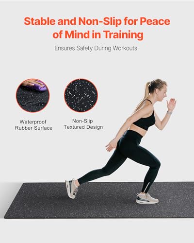 VEVOR 0.56In 100sq.ft 25 Tiles Gym Flooring for Home Gym, Rubber Top with High Density EVA Foam, 25" x 25" Gym Floor Exercise Equipment Mats, Interlocking Gym Mats, Puzzle Workout Mats, Black & White | Rubber Top with High Density EVA Foam, 25 x 25in Floo