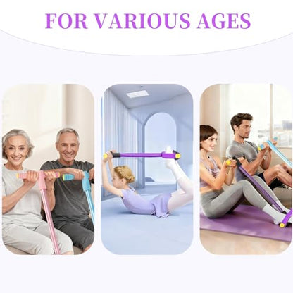 Pedal Resistance Band with Handle, Upgraded 6-Tube Exercise Bands - color: Black & Purple