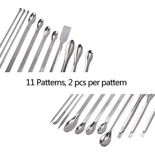 22 Pieces Steel Lab Spatula Micro Scoop Set Tiny Mixing Spatula Laboratory Sampling Spoon for Powders