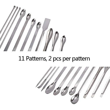 22 Pieces Steel Lab Spatula Micro Scoop Set Tiny Mixing Spatula Laboratory Sampling Spoon for Powders