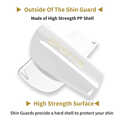AIMISICAR Kids Youth Soccer Shin Guards for 3-15 Years Old, Boys & Girls - color: White, size: L ( 4'7" - 5'8" Tall )